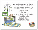 Pen At Hand Stick Figures Birth Announcements - Room - Boy